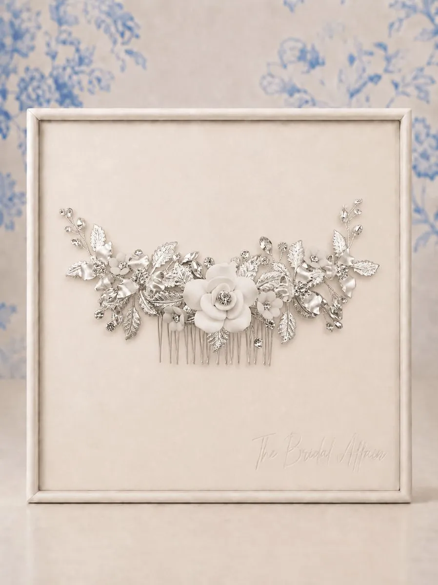Athena 1993 Vintage Dream Hair Comb displayed on ivory satin frame.