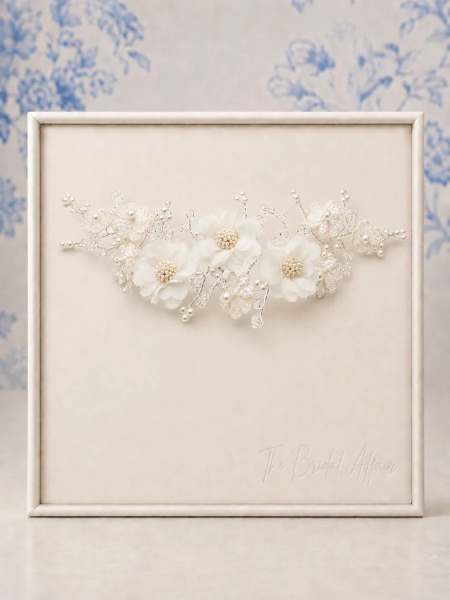 P824 Pearl and Floral Hair Vine - Richard Design
