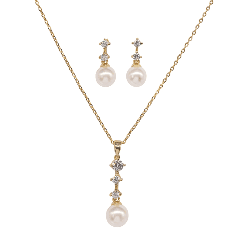 Athena 7310 Dainty Pearl Necklace Set
