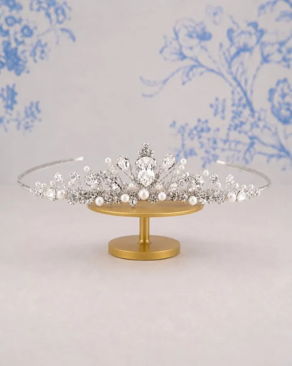 TR2548A Small Pearl & Crystal Tiara &ndash; Richard Designs