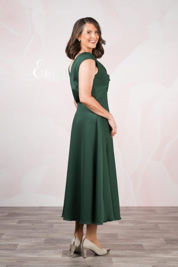 EBED112 Twisted Front Jersey Mother of the Bride or Mother of the Groom Dress Emma Bridals hunter green side