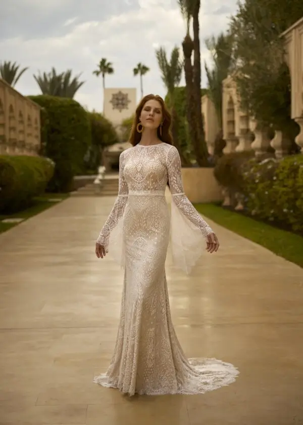 Cassie Herve Paris Lace fit and flare wedding dress
