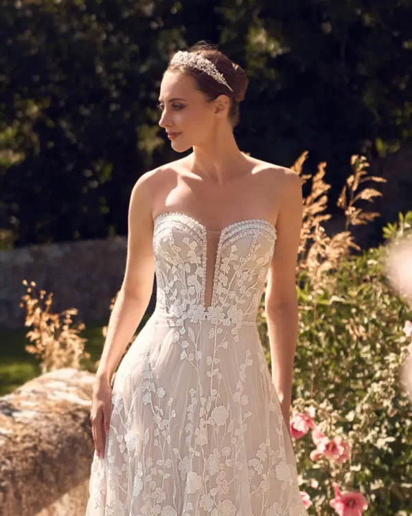 Danielle Couture Delphe DC23104 wedding dress front detail
