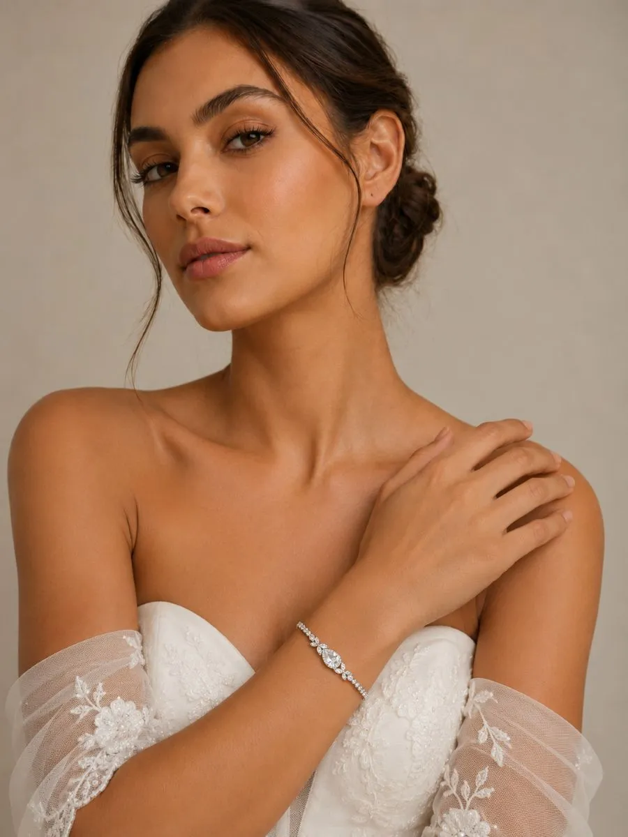 7226 Starlet Chic Bracelet - Athena with sparkly silver finish, clear-cut cubic zirconia crystals and adjustable extender chain.