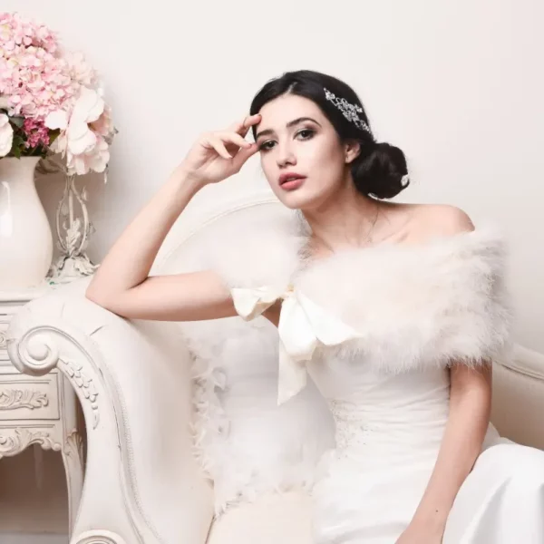 Athena 6092 Vintage Style Feather Ribbon Stole