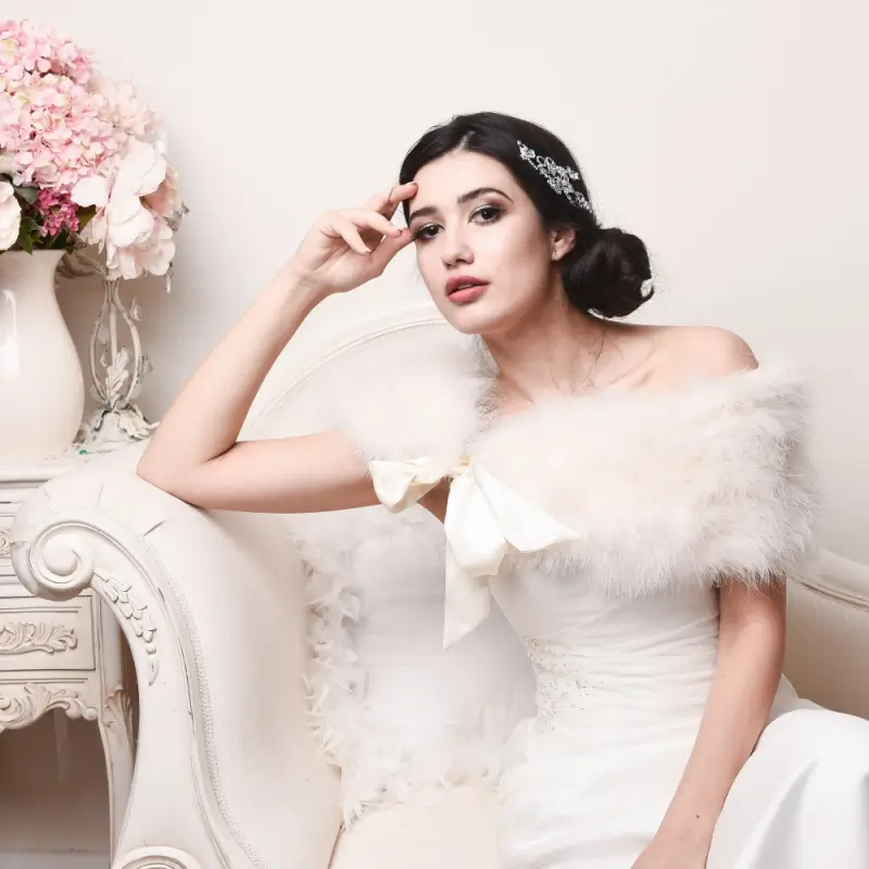 Athena 6092 Vintage Style Feather Ribbon Stole
