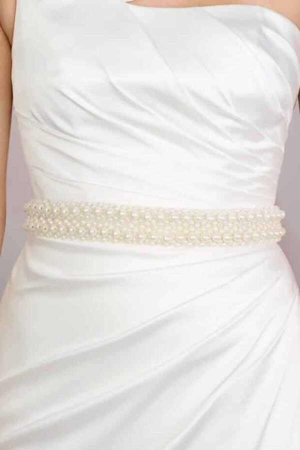 JB110 Statement Pearl Embellished Wide Belt