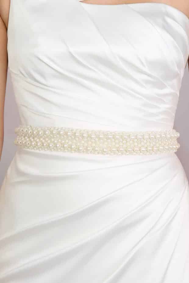 JB110 Statement Pearl Embellished Wide Belt