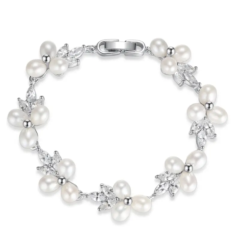 Athena 7326 Graceful Pearl Bracelet Cubic Zirconia