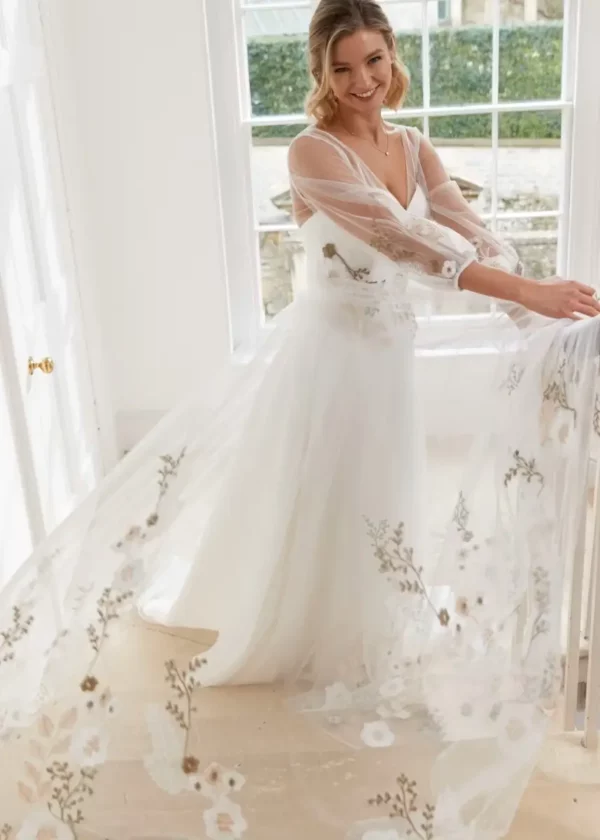 Romantica of Devon Blossom wedding side detail