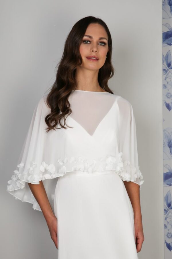 RDBJ1021 Floral Hem Chiffon Bridal Jacket