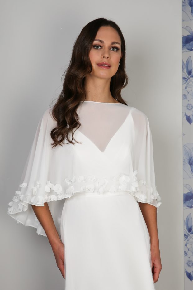 RDBJ1021 Floral Hem Chiffon Bridal Jacket
