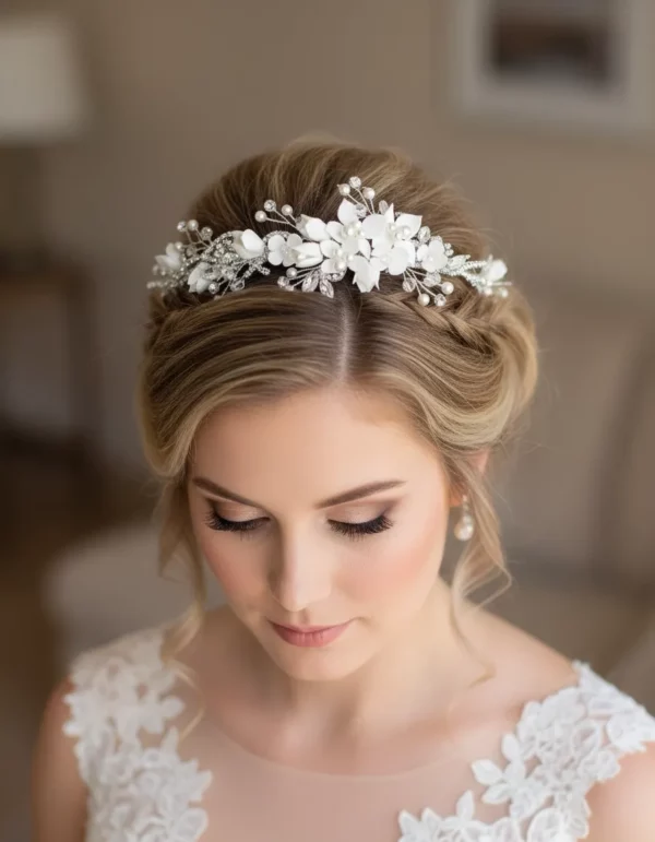 TR2747A Pearl & Satin Floral Headband &ndash; Richard Designs