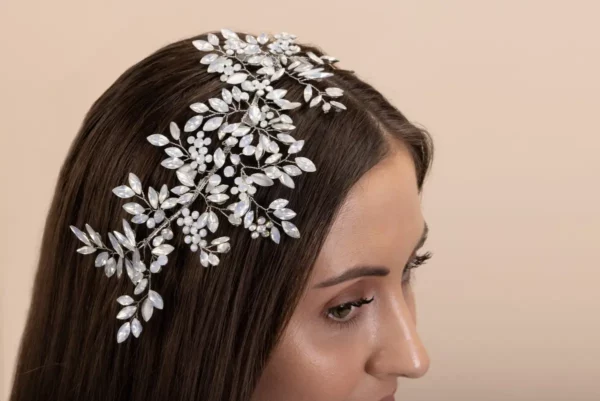 The Perfect Bridal Company PBH7047 Navette Crystal Hair Vine detail