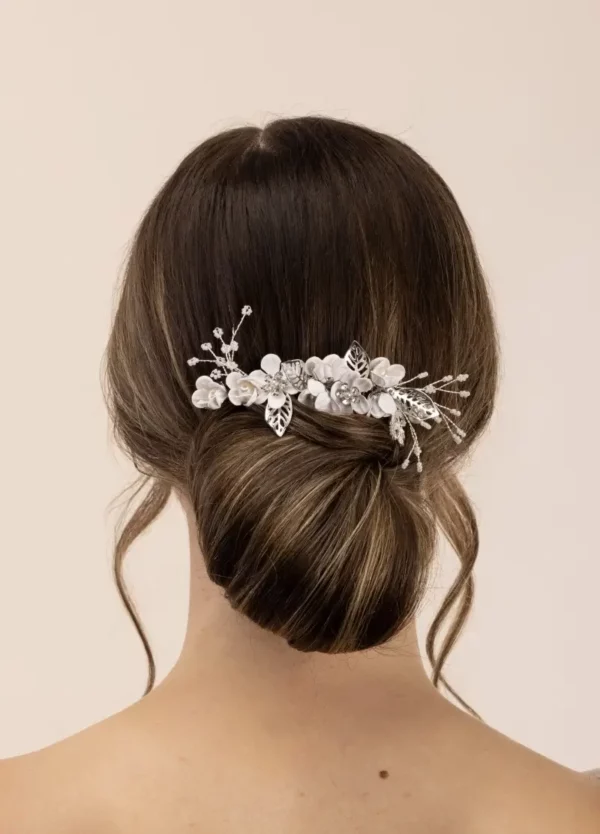 PBH7077 Floral Silver Comb – The Perfect Bridal Company