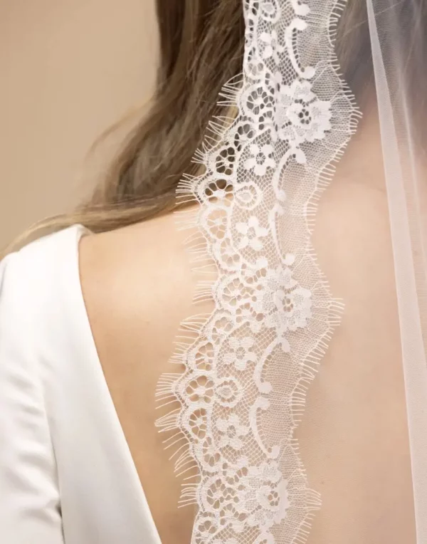 The Perfect Bridal Company PBV9088 Ivory Tulle Floral Lace Veil