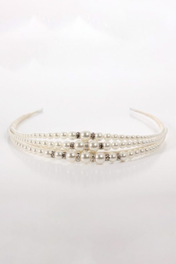 Richard Designs B047L Three Row Pearl headband