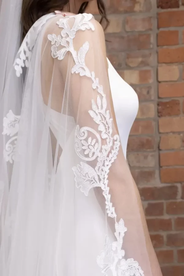 The Perfect Bridal Company PBV9036 Soft Tulle Chorded Lace Veil