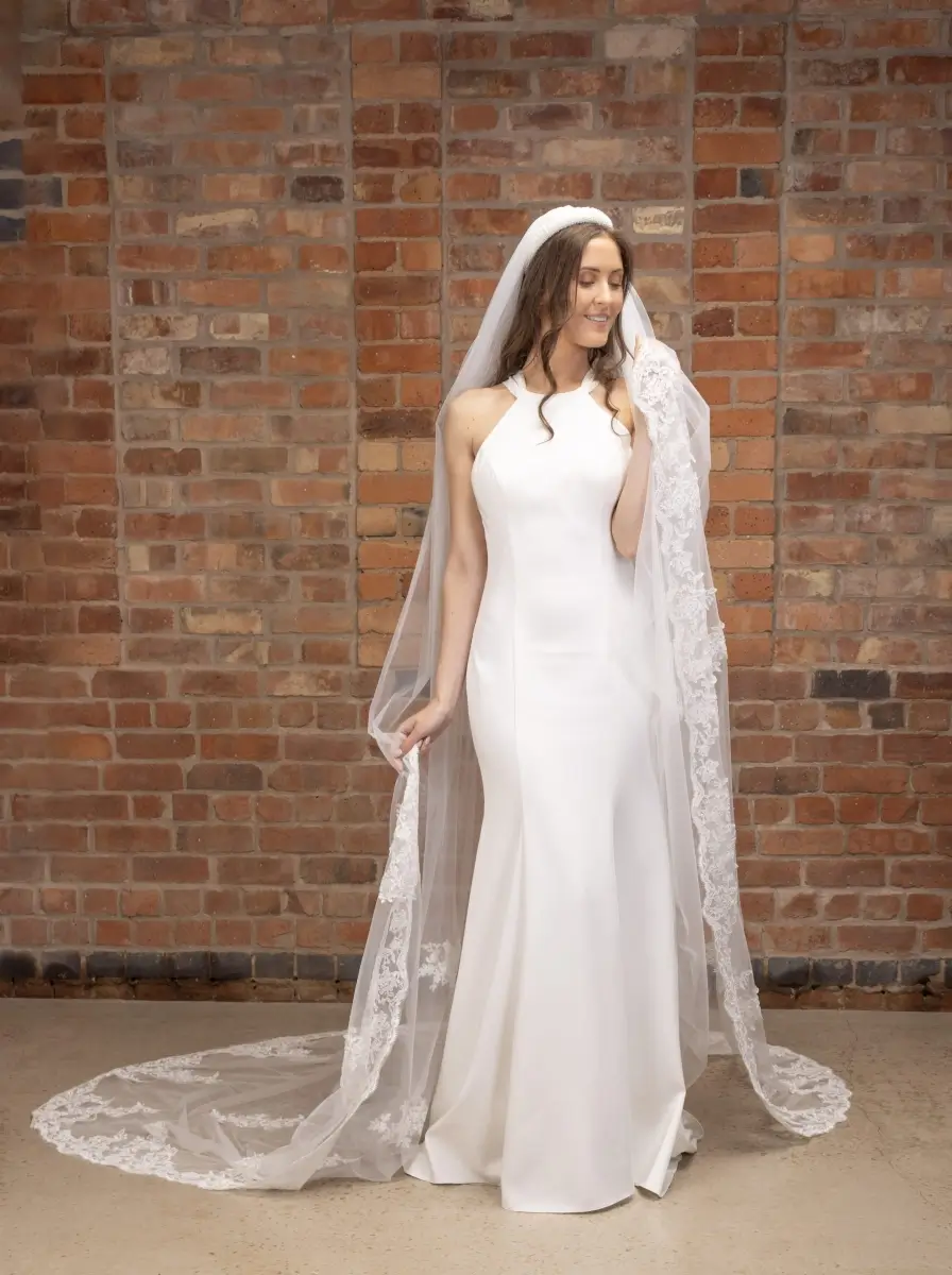 The Perfect Bridal Company PBV9042 Soft Tulle Chorded Lace Veil