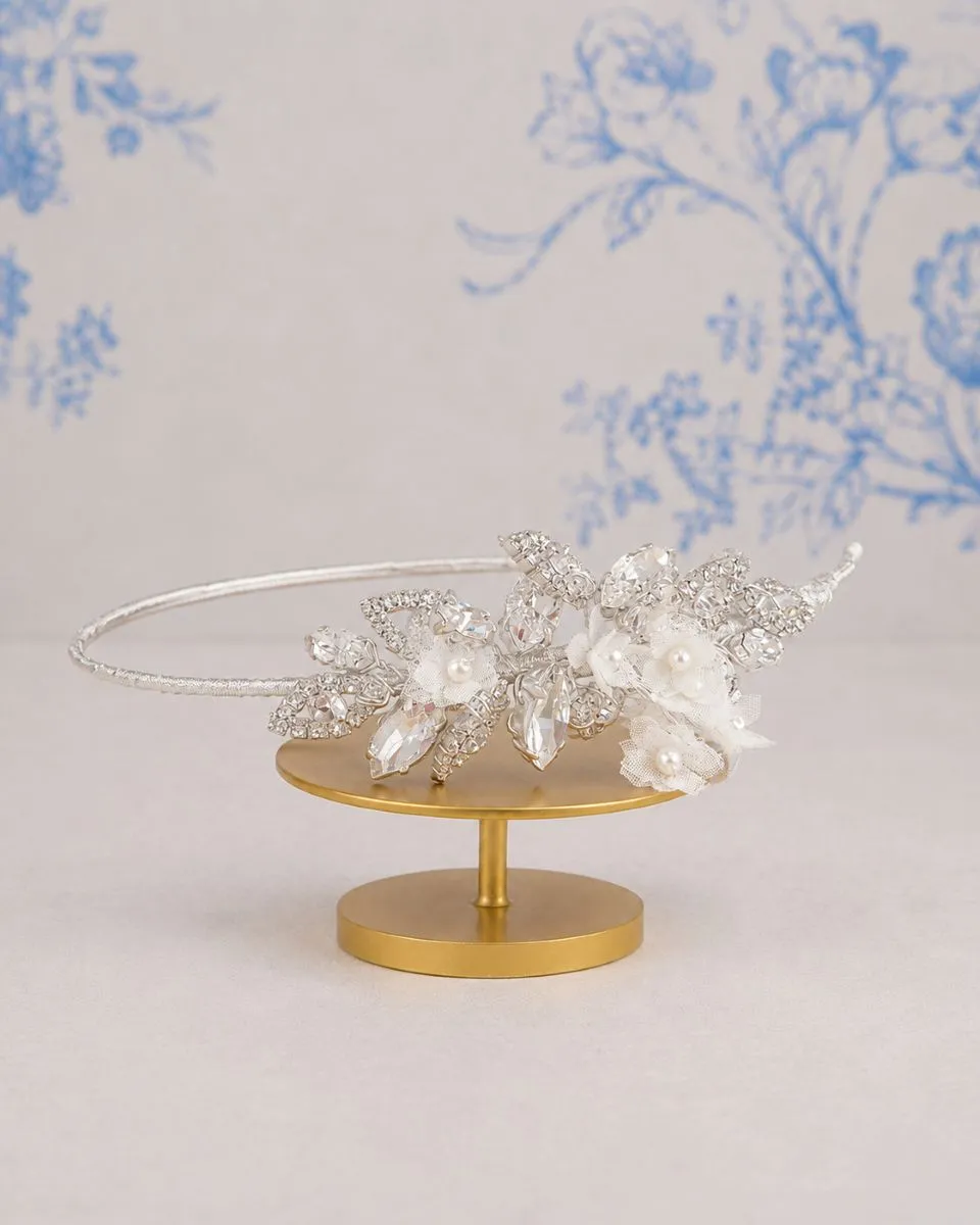 TR2166A Floral Lace & Crystal Side Tiara &ndash; Richard Designs
