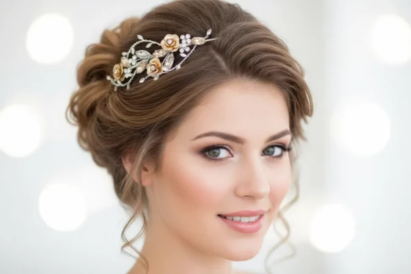 TR2201A Gold Rose Side Tiara &ndash; Richard Designs