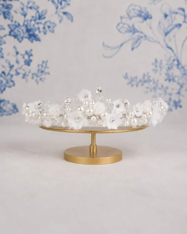 TR2722A Pearl & Floral Boho Tiara &ndash; Richard Designs