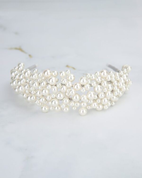 TR2732A Statement Clustered Pearl Double Row Headband - Richard Designs