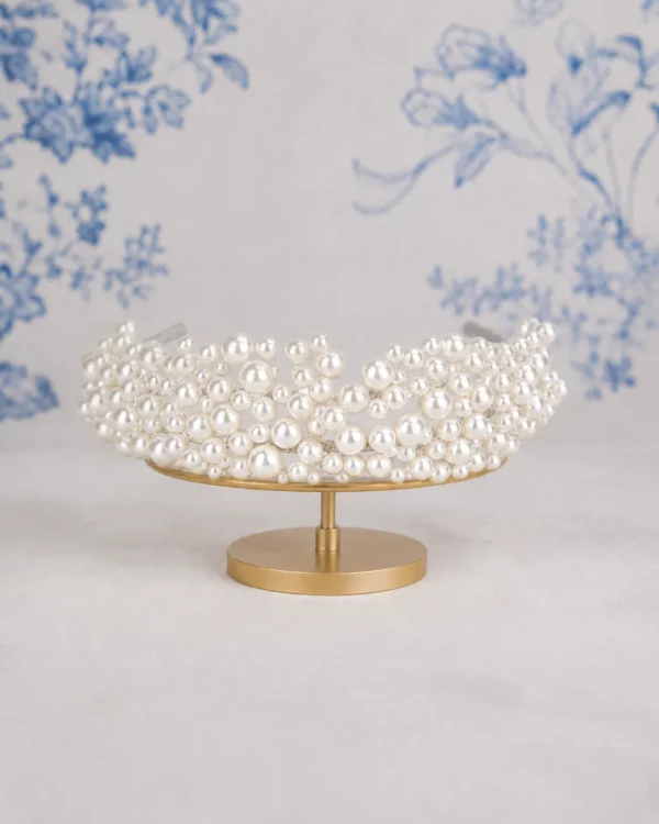 TR2732A Statement Clustered Pearl Double Row Headband - Richard Designs