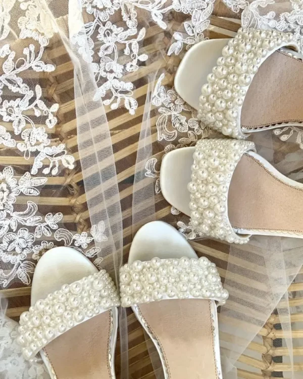 Claire Satin Pearl Block Heel Sandal x2