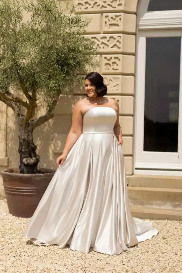 Rosalia TC-W493 True Curves strapless satin A-line wedding dress