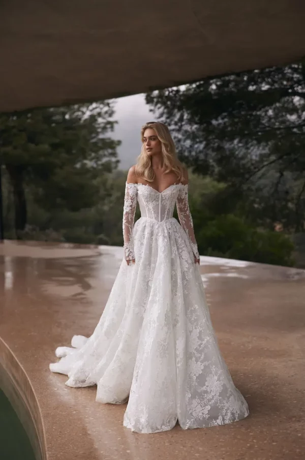 knee length dresses for ladies Plus Size Elegant A-Line Chiffon Wedding Dress with Lace Sleeves main image 0