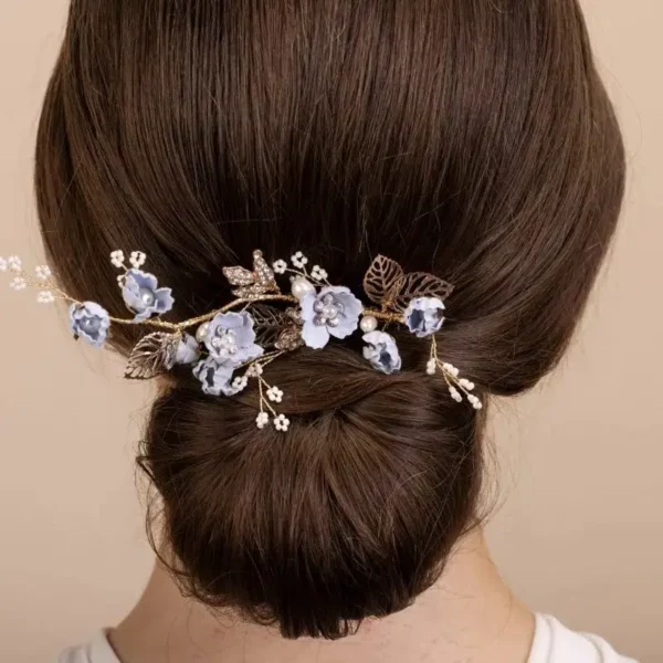 PBH7065 Blue Flower Bridal Hair Comb &ndash; Perfect Bridal Co