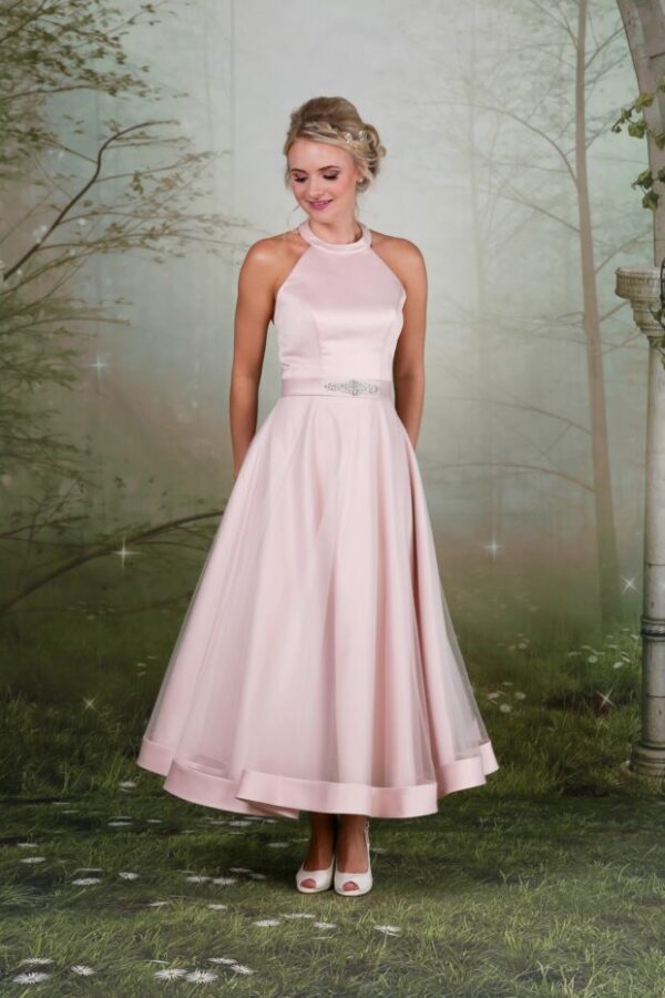EB7605 Tea Length & Mini Wedding Dress in rose