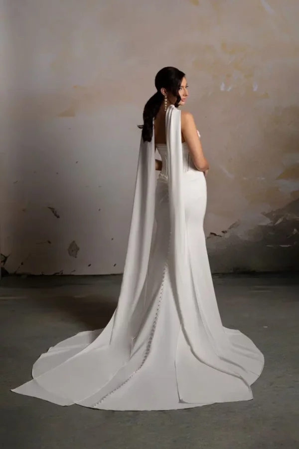 Chelsea DSC051 Donna Salado Bridal Couture wedding dress back with scarf