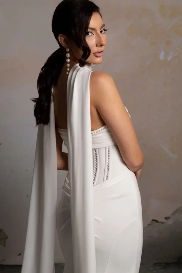 Chelsea DSC051 Donna Salado Bridal Couture wedding dress back with scarf detail