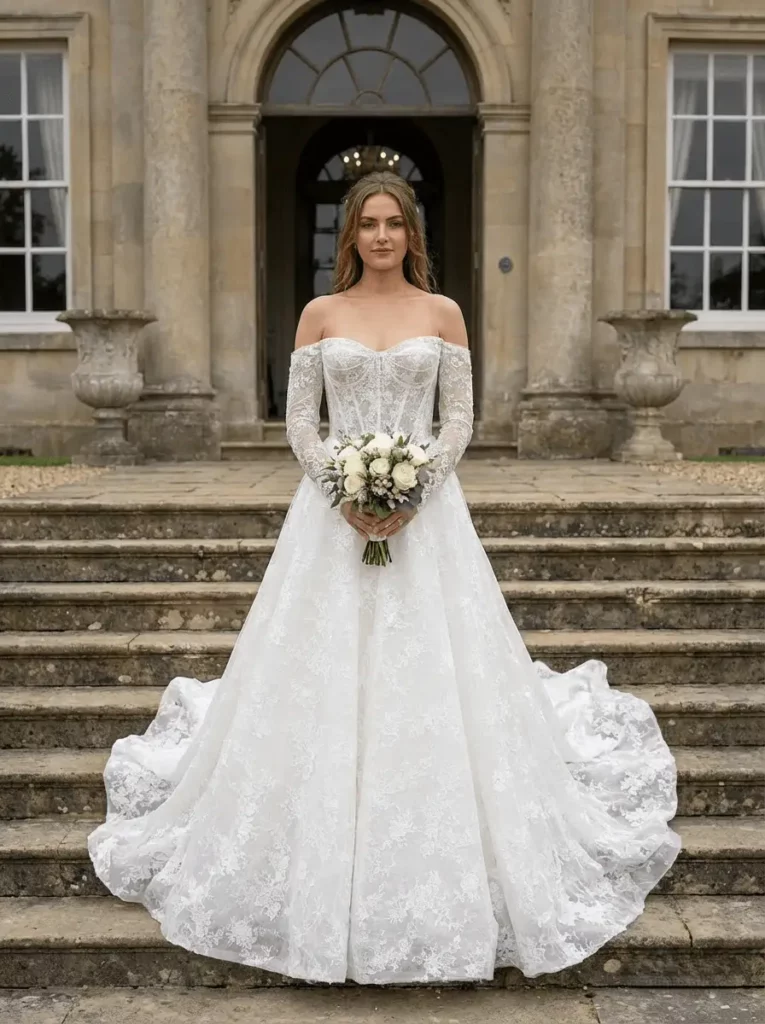 Florence Danielle Couture
Ballgown wedding dress with a structured bodice and full skirt