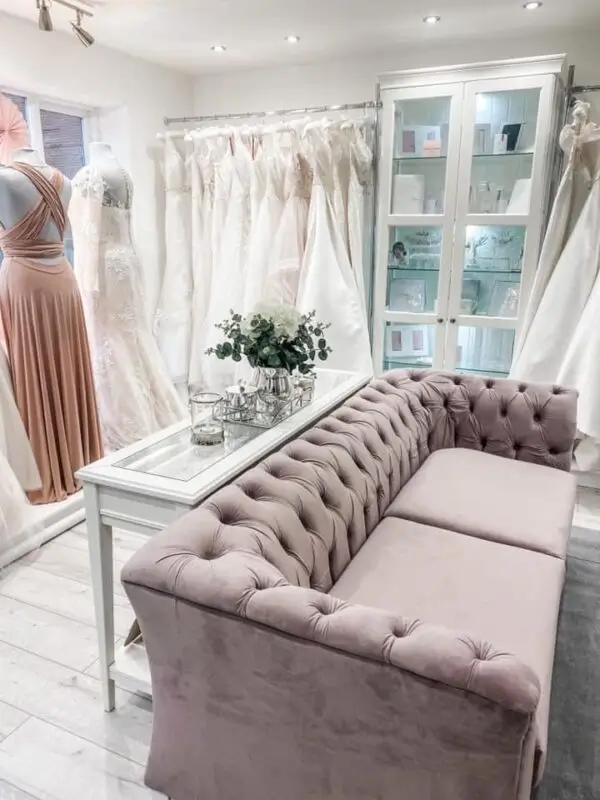 Ground floor reception area at The Bridal Affair & Curvy Bridal boutique