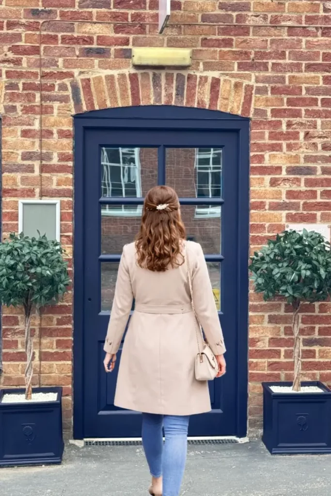 Bride arriving at bridal boutique in Easingwold near York