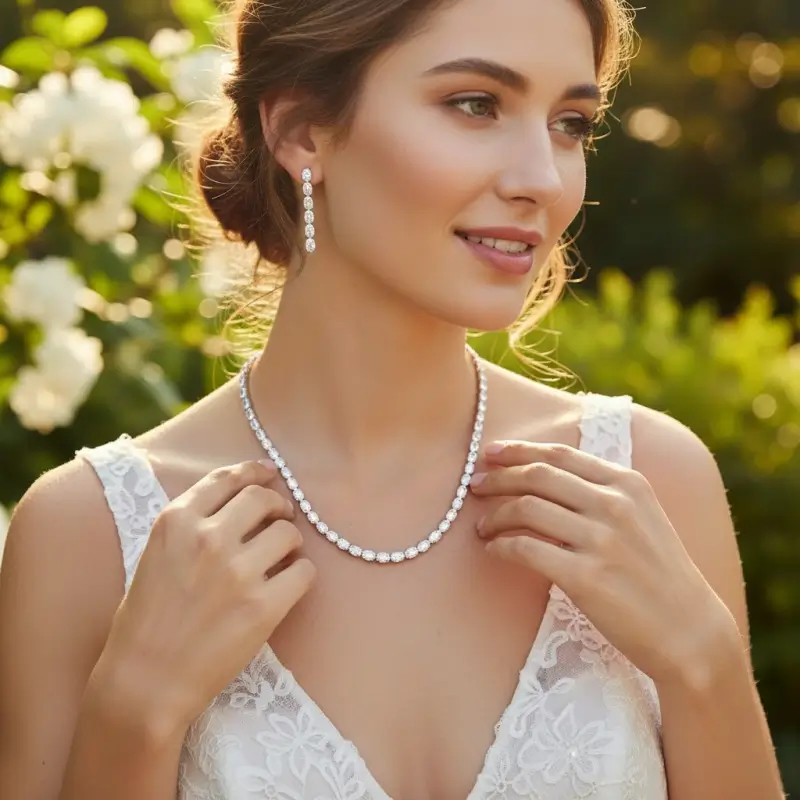 5036 Crystal Drop Necklace Set - Athena