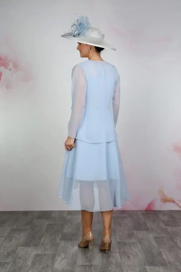 EBEJ084 Emma Bridals Fitted Chiffon Jacket cornflower back