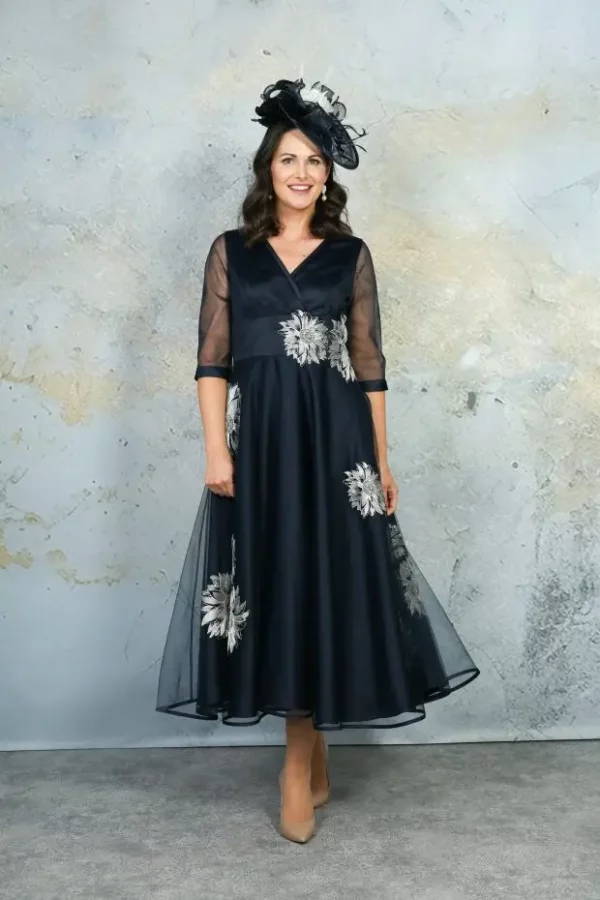 The Sunflower Dress RDAD1268 Richard Designs Occasion Wear navy