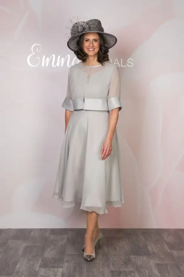EBEJ122 Emma Bridals Cropped Chiffon Jacket