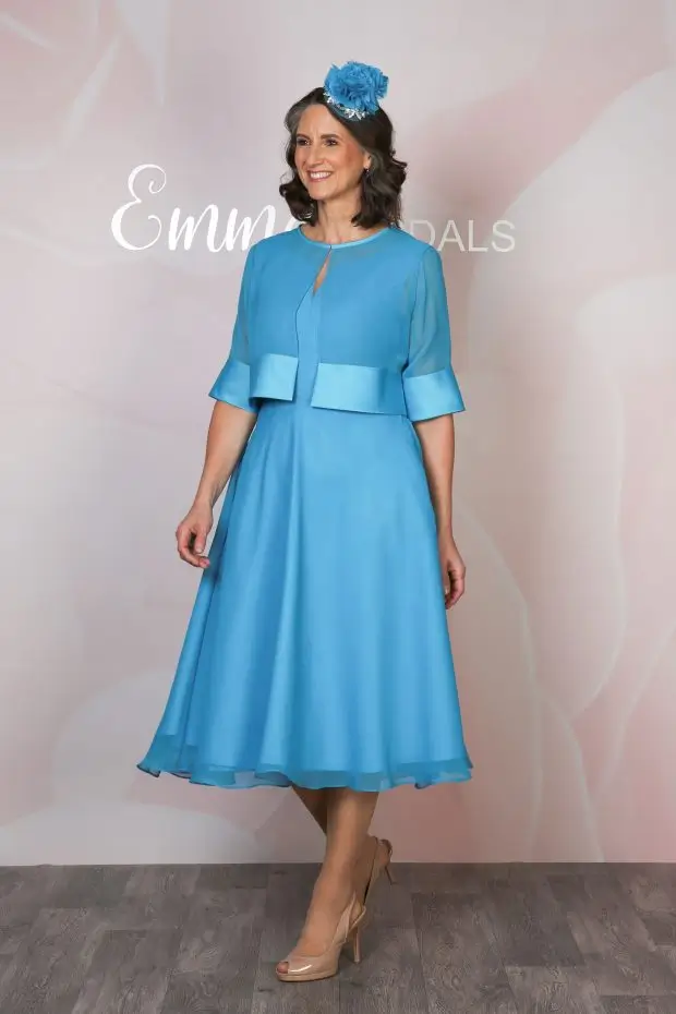 EBEJ122 Emma Bridals Cropped Chiffon Jacket