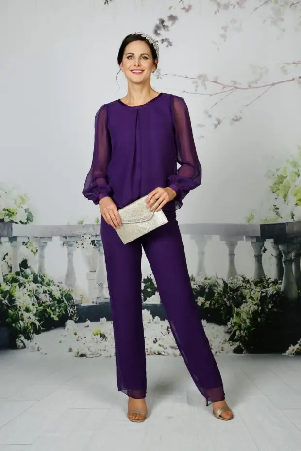 EBEP034 Soft Straight-Leg Chiffon Trousers