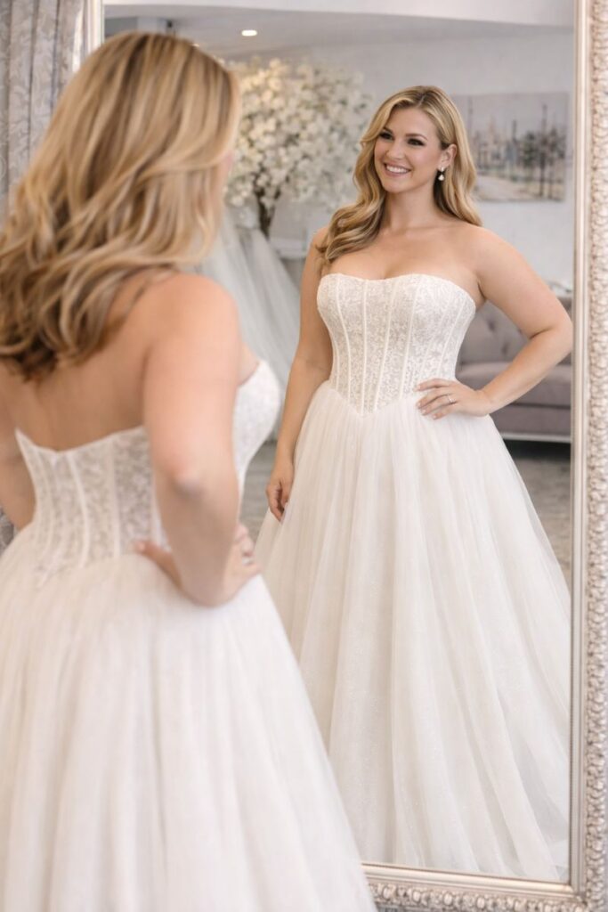 Curvy Bridal wedding dress samples at The Bridal Affair near York