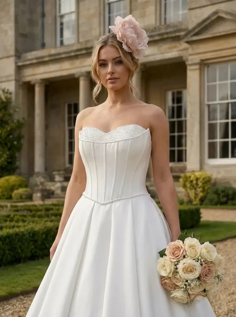 Plus-size bride in an A-line or ballgown style.