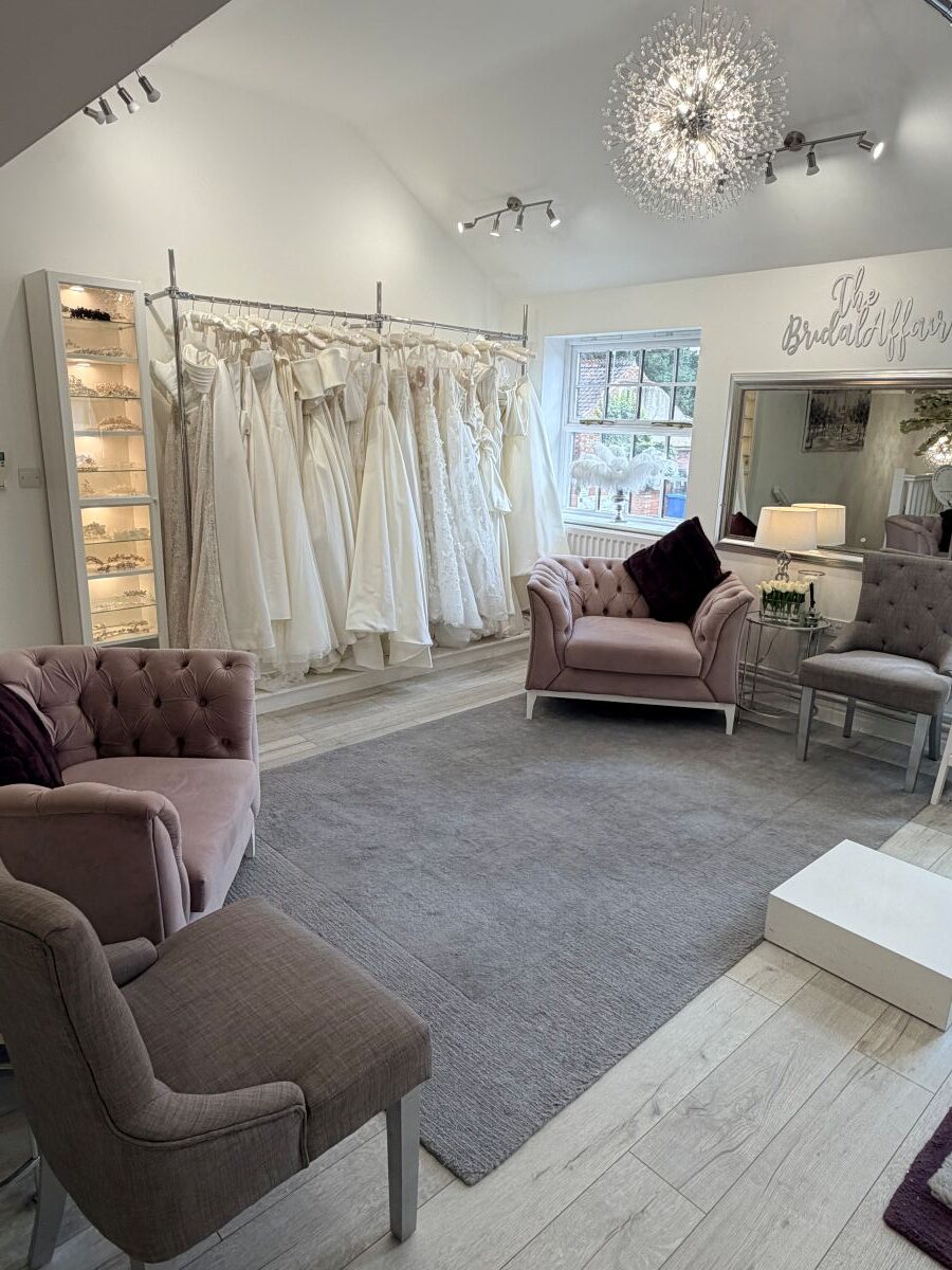 Private bridal boutique interior at The Bridal Affair in Easingwold