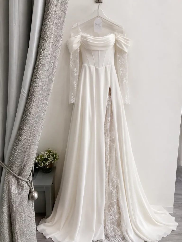 Wedding dress prepared for a bridal appointment at The Bridal Affair