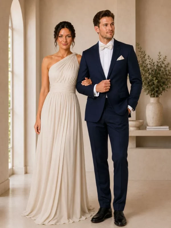 Bow tie and pocket square from The Groomsmen Collection designed to coordinate with selected bridesmaid dress colours coordinated oyster acessories and bridesmaid dress