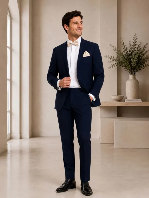 Bow tie and pocket square from The Groomsmen Collection designed to coordinate with selected bridesmaid dress colours groomsmen wearing oyster accessories
